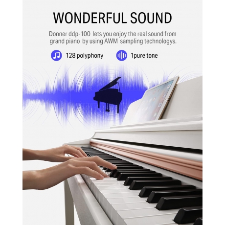 Donner DDP-100 Dijital Piyano (Beyaz)<br>Fotoğraf: 5/7