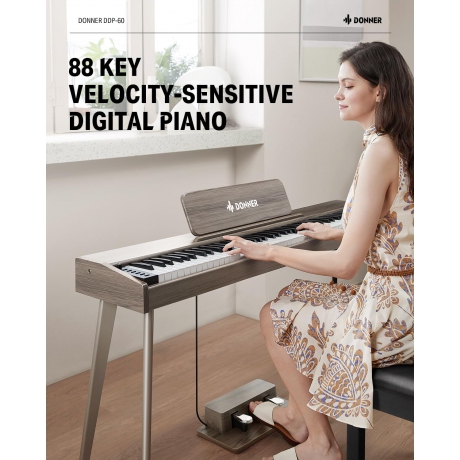 Donner DDP-60  Dijital Piyano (Gray Wood Grain)<br>Fotoğraf: 2/7