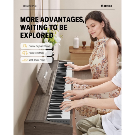 Donner DDP-60  Dijital Piyano (Gray Wood Grain)<br>Fotoğraf: 5/7