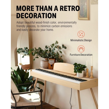 Donner DDP-80 Wooden Style Dijital Piyano (Naturel Wood)<br>Fotoğraf: 5/8