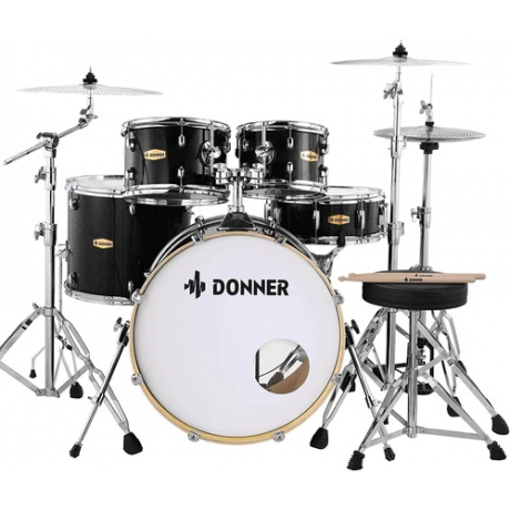 Donner DDS-520 22" 5-Parça Silent Set Akustik Davul<br>Fotoğraf: 1/2