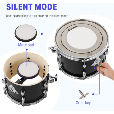 Donner DDS-520 5-Parça 22" Akustik Davul (Kırmızı)<br>Fotoğraf: 2/9