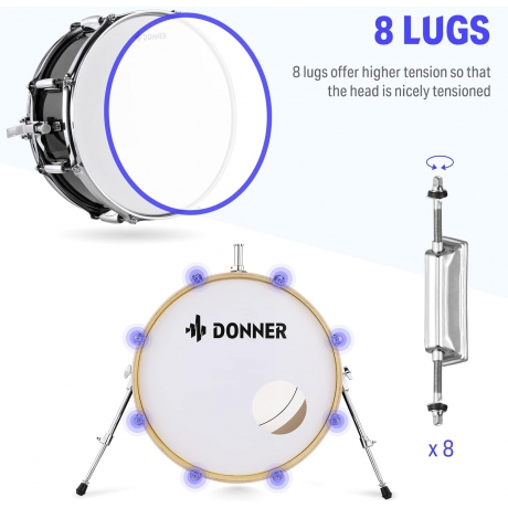 Donner DDS-520 5-Parça 22" Akustik Davul (Kırmızı)<br>Fotoğraf: 6/9