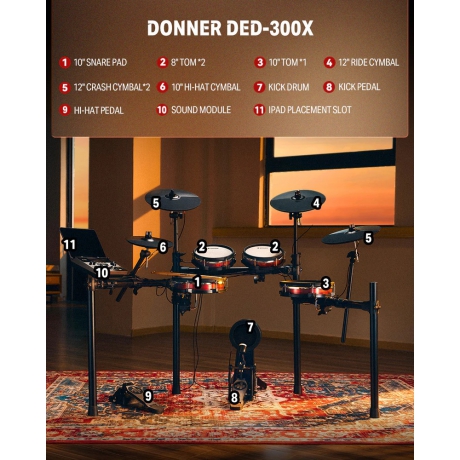 Donner DED-300X Elektro Davul Seti<br>Fotoğraf: 5/6