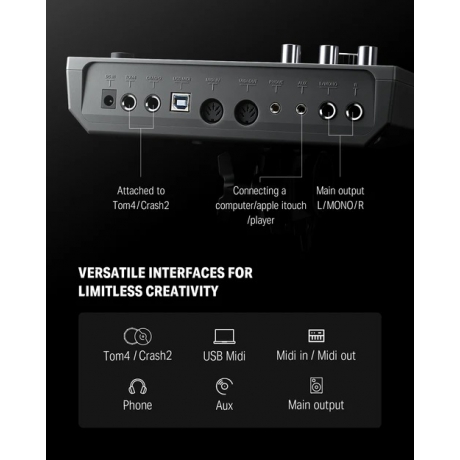 Donner DED-500 5 Parça 3 Zil Elektro Davul<br>Fotoğraf: 7/8