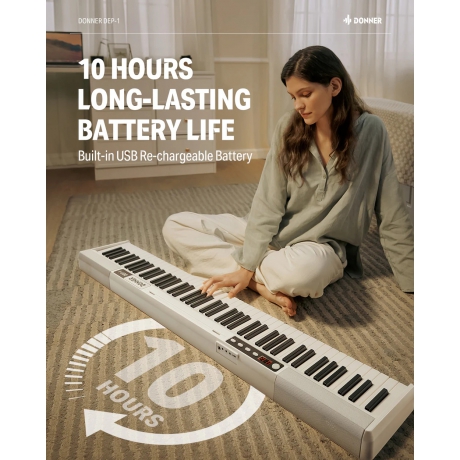 Donner DEP-1 Taşınabilir Dijital Piyano (Beyaz)<br>Fotoğraf: 3/8