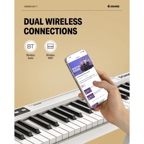 Donner DEP-1 Taşınabilir Dijital Piyano (Beyaz)<br>Fotoğraf: 5/8