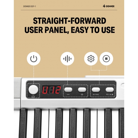 Donner DEP-1 Taşınabilir Dijital Piyano (Beyaz)<br>Fotoğraf: 6/8