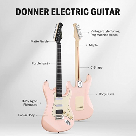 Donner Designer Series DST-200P Elektro Gitar Paketi (Pembe)<br>Fotoğraf: 2/6
