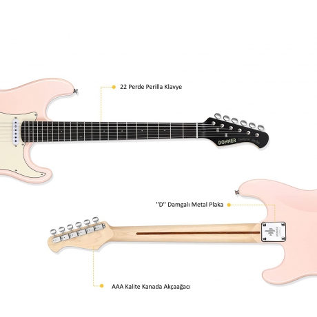 Donner Designer Series DST-200P Elektro Gitar Paketi (Pembe)<br>Fotoğraf: 4/6