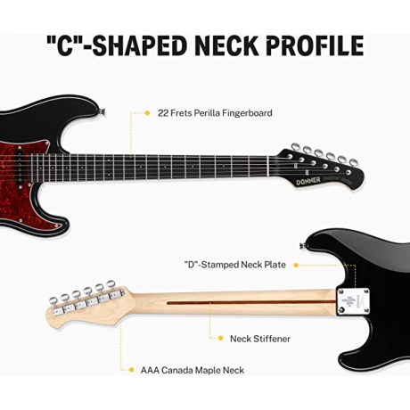 Donner Designer Series DST-200P Elektro Gitar (Siyah)<br>Fotoğraf: 5/5