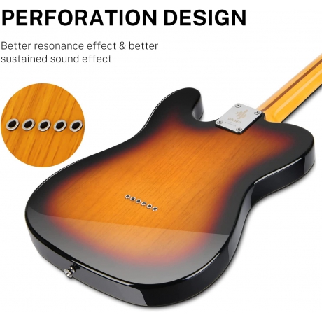 Donner DJC-1000S TL Thinline F Hole Elektro Gitar Paketi (Sunburst)<br>Fotoğraf: 4/6