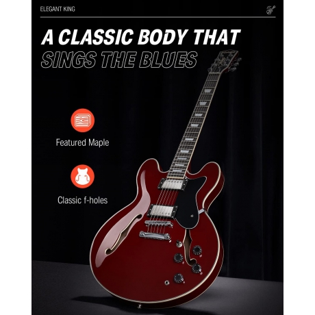 Donner DJP-1000 Semi-Hollow Elektro Gitar (Kırmızı)<br>Fotoğraf: 6/8