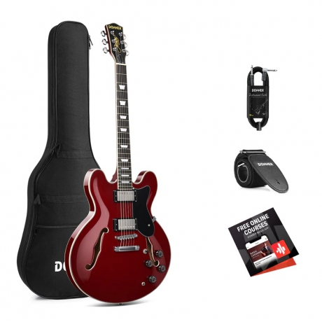 Donner DJP-1000 Semi-Hollow Elektro Gitar (Kırmızı)<br>Fotoğraf: 1/8