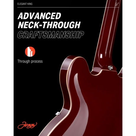 Donner DJP-1000 Semi-Hollow Elektro Gitar (Kırmızı)<br>Fotoğraf: 7/8