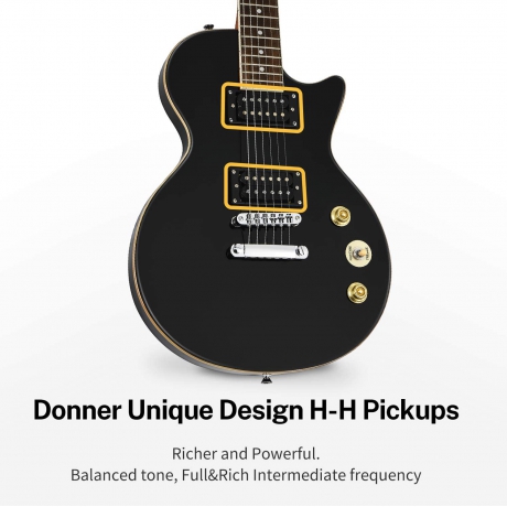 Donner DLP-124B LP Elektro Gitar Paketi (Siyah)<br>Fotoğraf: 2/6