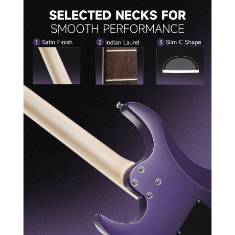 Donner DMT-66 Elektro Gitar (Midnight Purple Gradient)<br>Fotoğraf: 9/9