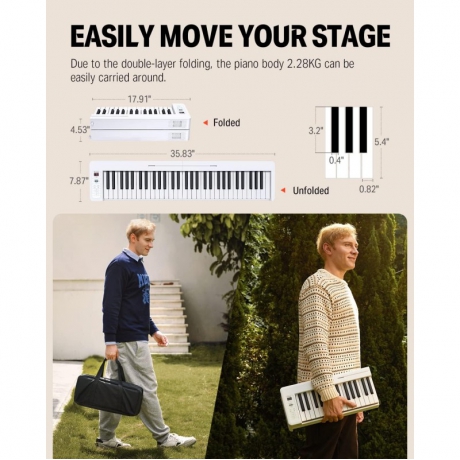Donner DP-06 Katlanabilir Dijital Piyano (Beyaz)<br>Fotoğraf: 7/7
