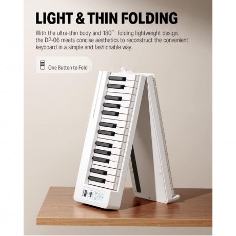 Donner DP-06 Katlanabilir Dijital Piyano (Beyaz)<br>Fotoğraf: 2/7