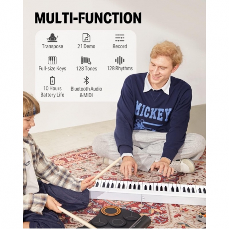 Donner DP-06 Katlanabilir Dijital Piyano (Beyaz)<br>Fotoğraf: 4/7