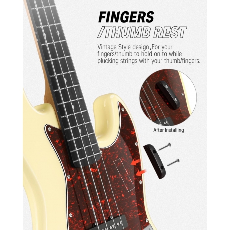 Donner DPB-510R JB-Style Bas Gitar (Vintage White)<br>Fotoğraf: 3/8