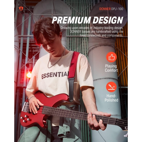 Donner DPJ-100 PJ-Style Bas Gitar (Kırmızı)<br>Fotoğraf: 6/6