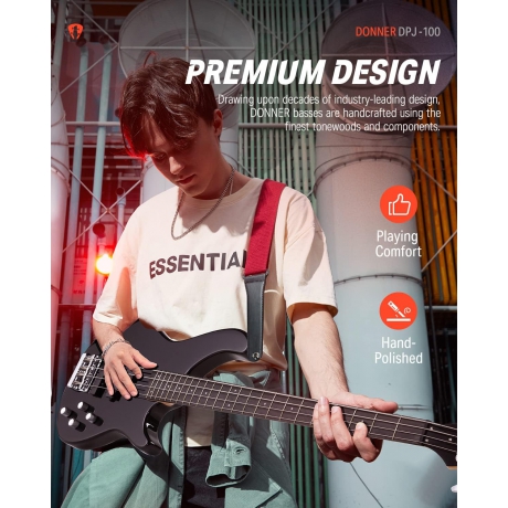 Donner DPJ-100 PJ-Style Bas Gitar (Siyah)<br>Fotoğraf: 6/6