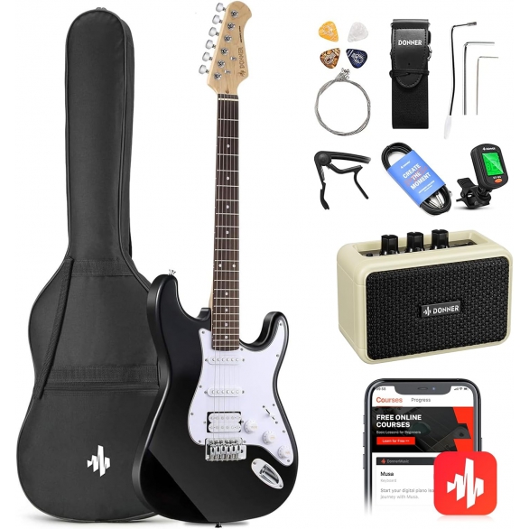 Donner DST-100 Elektro Gitar Seti (Siyah), Fotoğraf: 1/2