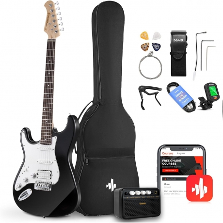 Donner DST-100BL Amfili Solak Elektro Gitar Seti (Siyah)<br>Fotoğraf: 1/1