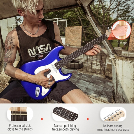 Donner DST-100L ST Elektro Gitar (Sapphire Blue)<br>Fotoğraf: 5/6