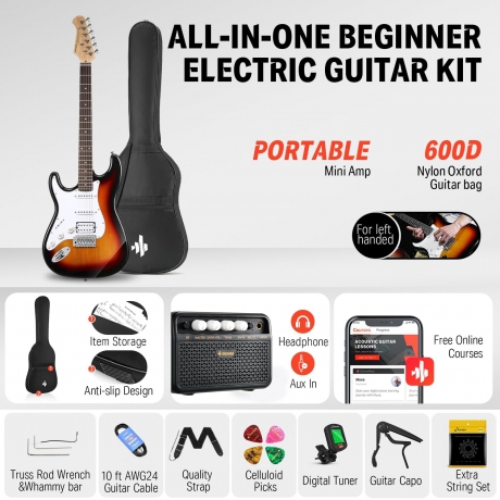 Donner DST-100S ST Elektro Gitar Seti (Sunburst)<br>Fotoğraf: 4/7