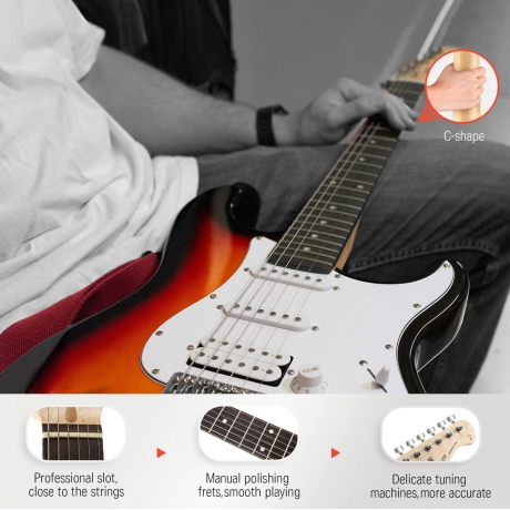 Donner DST-100S ST Elektro Gitar Seti (Sunburst)<br>Fotoğraf: 6/7