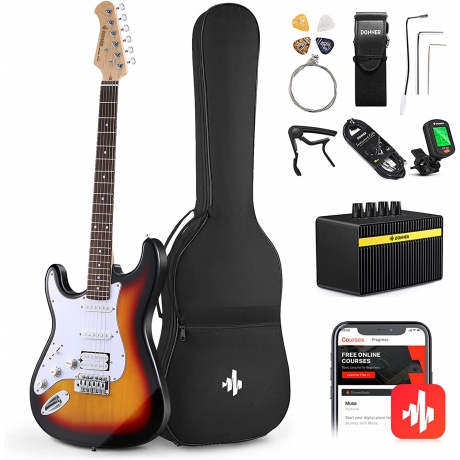 Donner DST-100SL Solak Elektro Gitar Seti (Sunburst)<br>Fotoğraf: 1/6