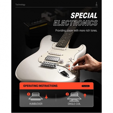 Donner DST-152 Full-Size ST Elektro Gitar Seti (Beyaz)<br>Fotoğraf: 6/6