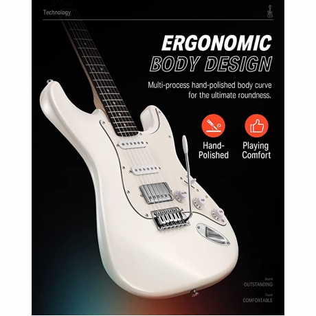 Donner DST-152 Full-Size ST Elektro Gitar Seti (Beyaz)<br>Fotoğraf: 3/6
