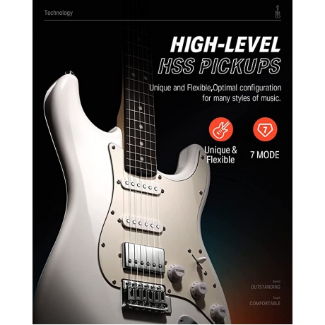 Donner DST-152 Full-Size ST Elektro Gitar Seti (Beyaz)<br>Fotoğraf: 4/6