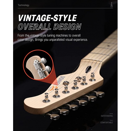 Donner DST-152 Full-Size ST Elektro Gitar (Siyah)<br>Fotoğraf: 5/6