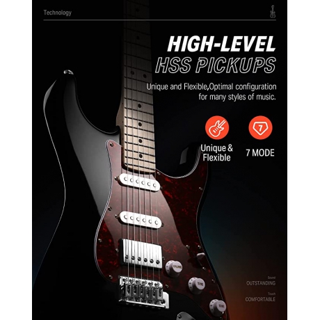 Donner DST-152 Full-Size ST Elektro Gitar (Siyah)<br>Fotoğraf: 4/6