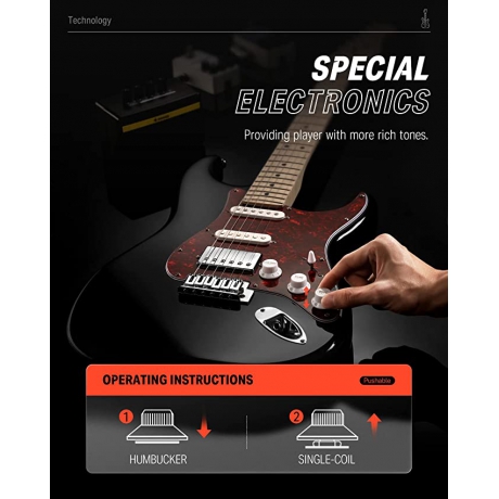 Donner DST-152 Full-Size ST Elektro Gitar (Siyah)<br>Fotoğraf: 6/6