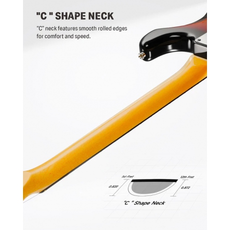 Donner DST-600 Elektro Gitar (3 Color Sunburst)<br>Fotoğraf: 6/7