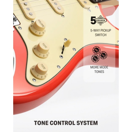 Donner DST-600 Elektro Gitar (Fiesta Red)<br>Fotoğraf: 4/8