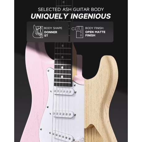 Donner DST-80 ST Elektro Gitar Seti (Pembe)<br>Fotoğraf: 4/8