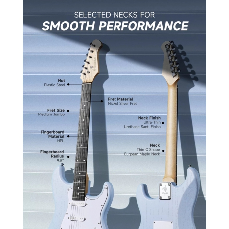 Donner DST-80 ST Elektro Gitar Seti (Sonic Blue)<br>Fotoğraf: 5/8