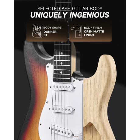 Donner DST-80 ST Elektro Gitar Seti (Sunburst)<br>Fotoğraf: 4/7