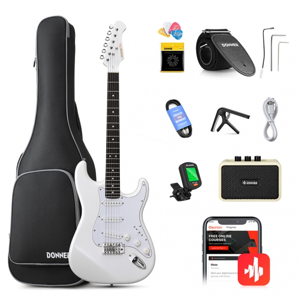 Donner DST Seeker Deluxe Amfili Elektro Gitar Seti (Beyaz), Fotoğraf: 1/3