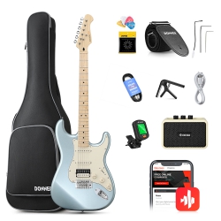 Donner DST Seeker Deluxe Amfili Elektro Gitar Seti (Metallic Blue)