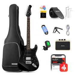 Donner DST Seeker Deluxe Amfili Elektro Gitar Seti (Siyah)