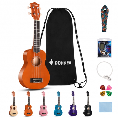 Donner DUS-10M Soprano Ukulele Seti (Maun)<br>Fotoğraf: 1/6