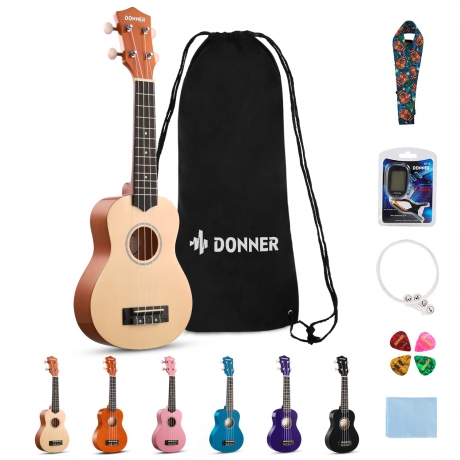Donner DUS-10N Soprano Ukulele Seti (Natural)<br>Fotoğraf: 1/6