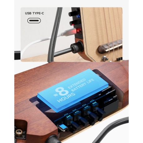 Donner Hush-I Pro Elektro Akustik Gitar (Natural Ladin)<br>Fotoğraf: 6/8